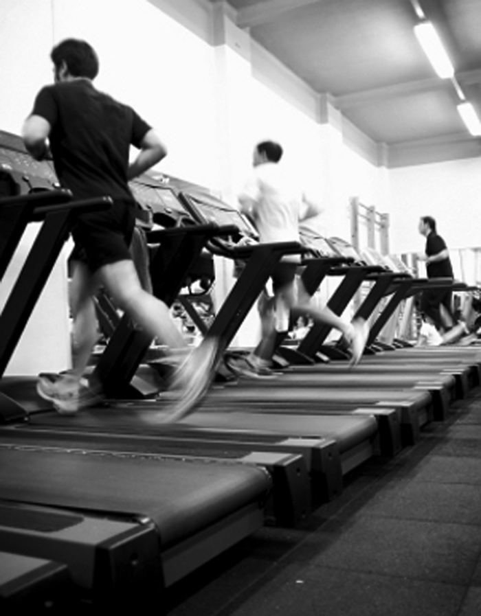 people on treadmill running